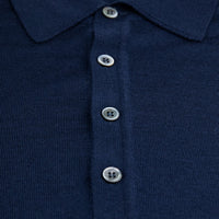 Merino Wool / Silk Knitted Polo - Navy