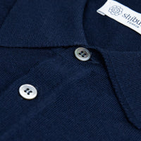 Merino Wool / Silk Knitted Polo - Navy