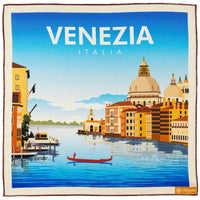 Venezia Travel Poster Silk Pocket Square - 40x40cm