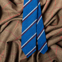 Striped Shantung Grenadine Bespoke Tie - Blue / White / Burgundy