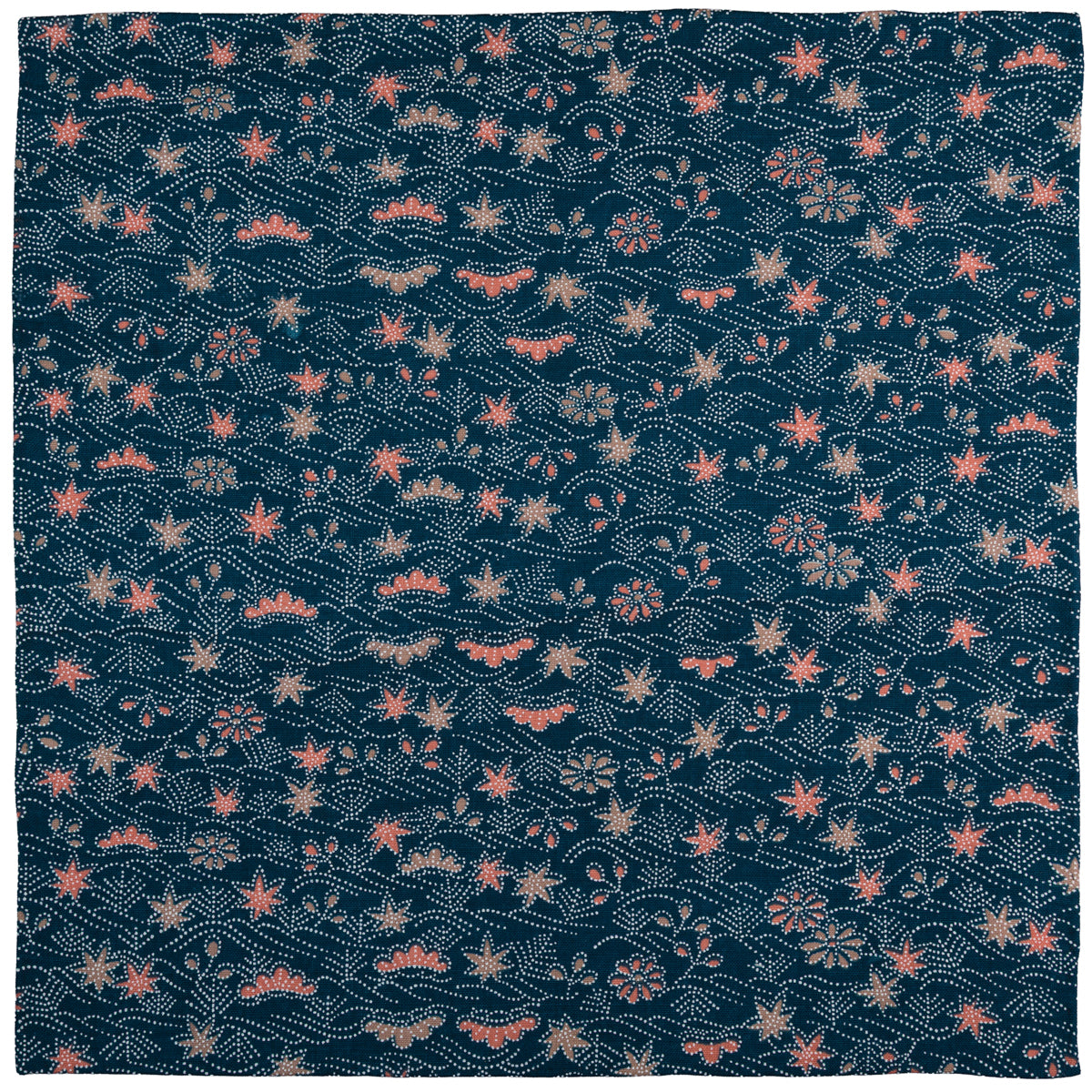 Vintage Kimono Silk Pocket Square - Navy