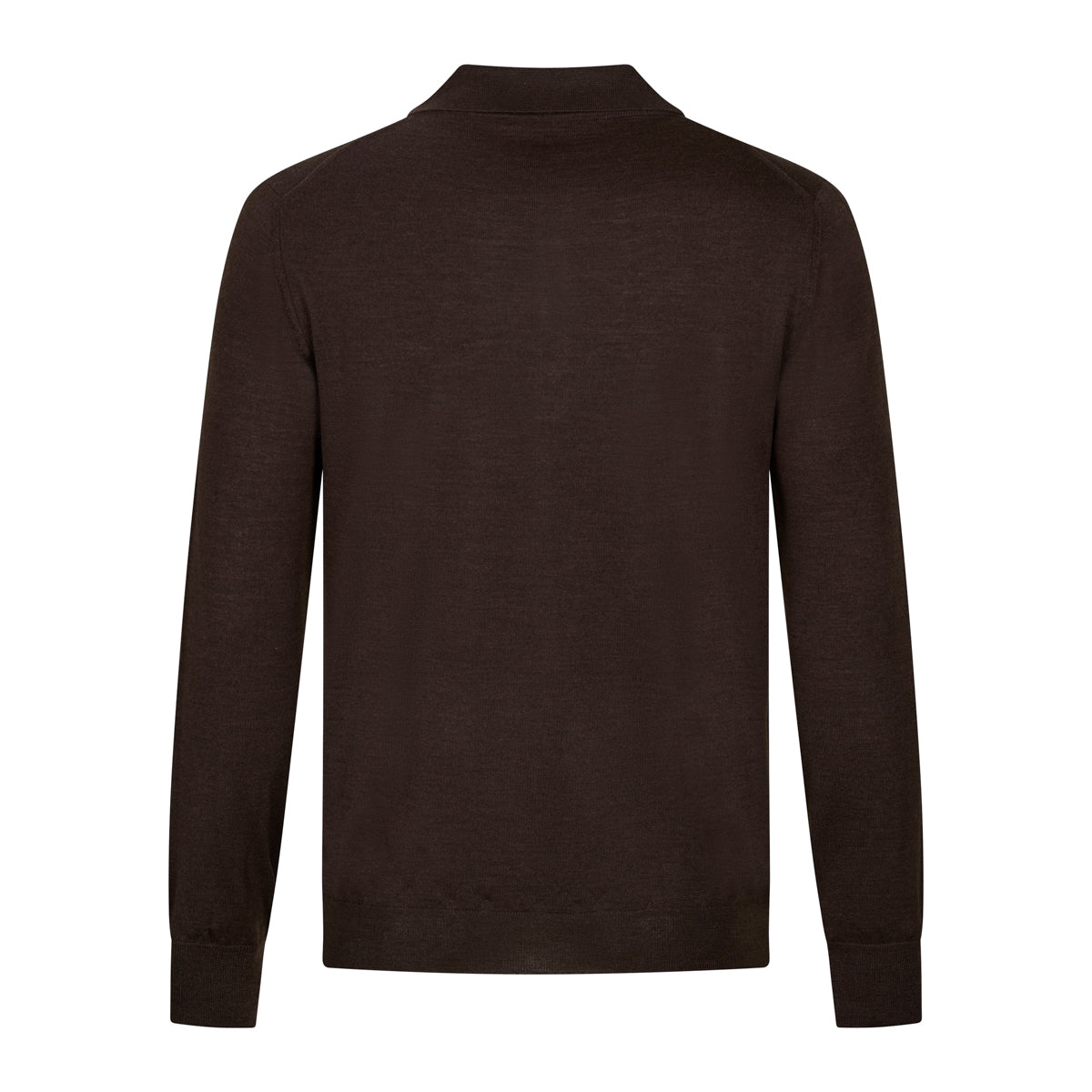 Merino Wool / Silk Knitted Polo - Chocolate