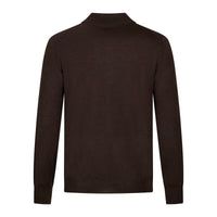 Merino Wool / Silk Knitted Polo - Chocolate