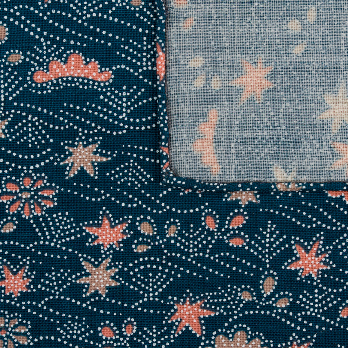 Vintage Kimono Silk Pocket Square - Navy