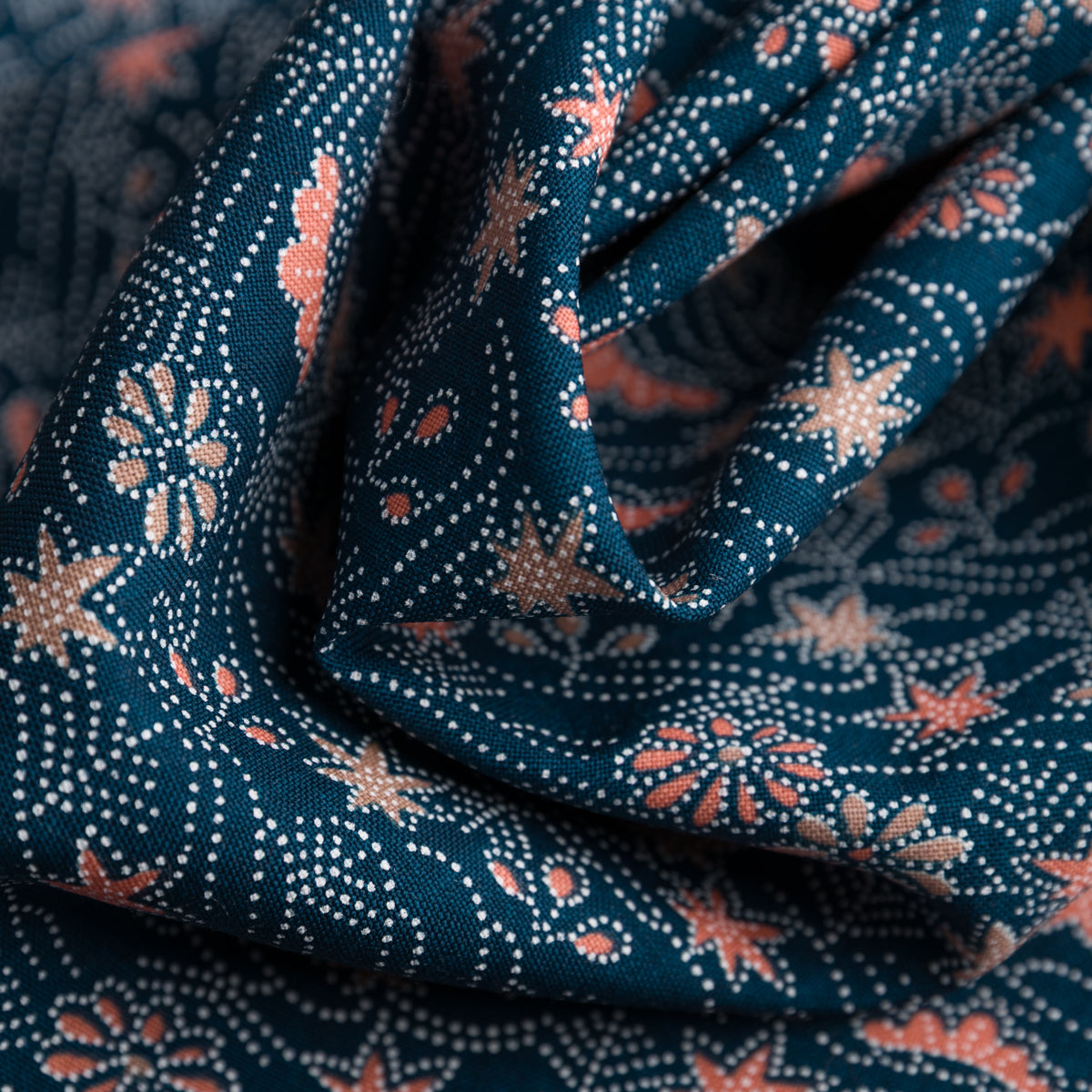 Vintage Kimono Silk Pocket Square - Navy