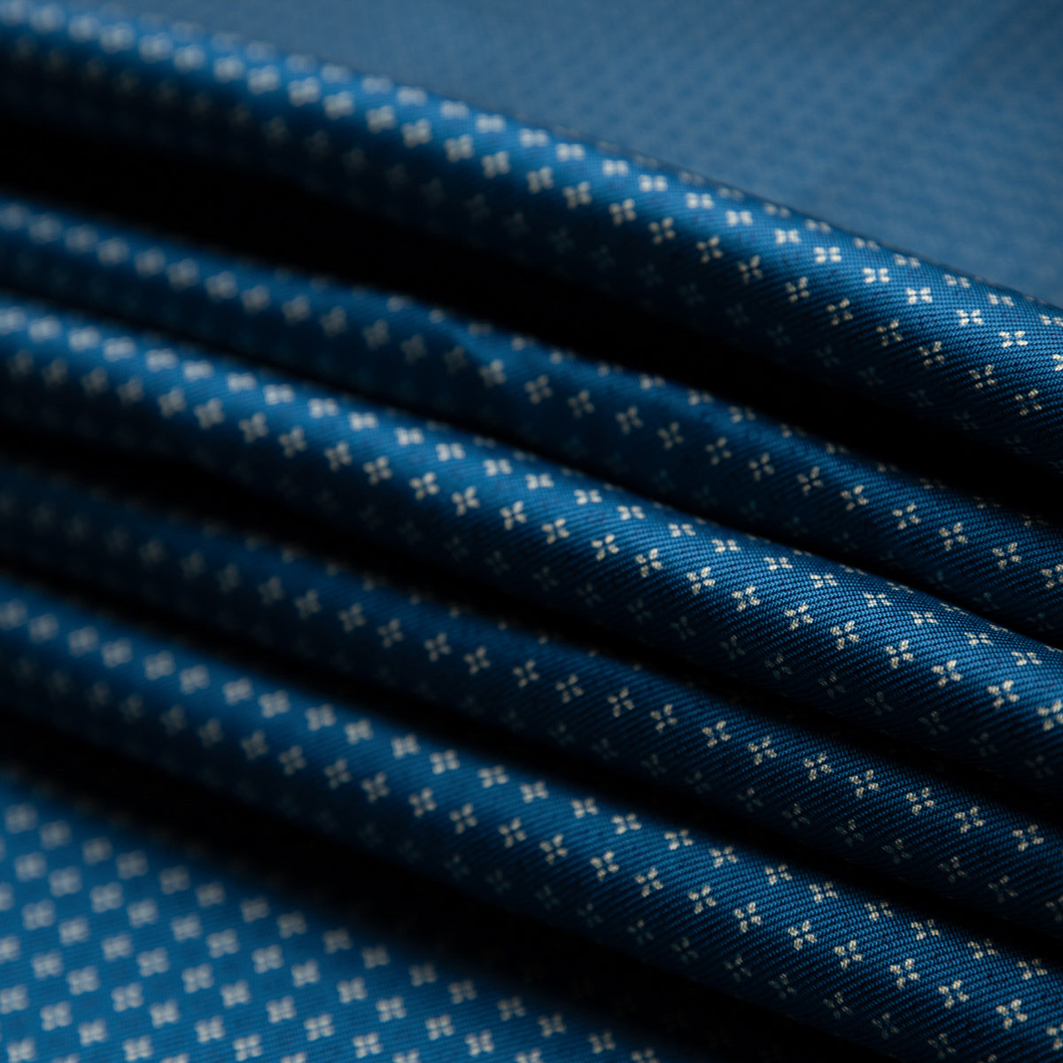 Floral Printed Silk Bespoke Tie - Air Force Blue