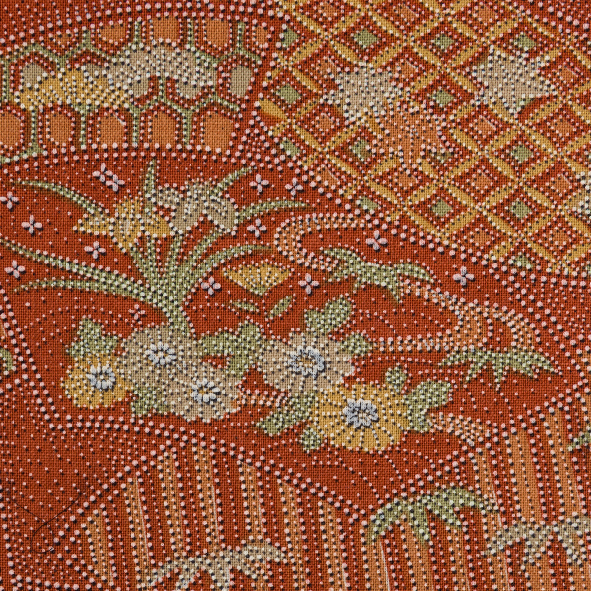 Vintage Kimono Silk Pocket Square - Rust