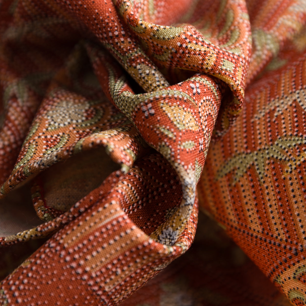 Vintage Kimono Silk Pocket Square - Rust