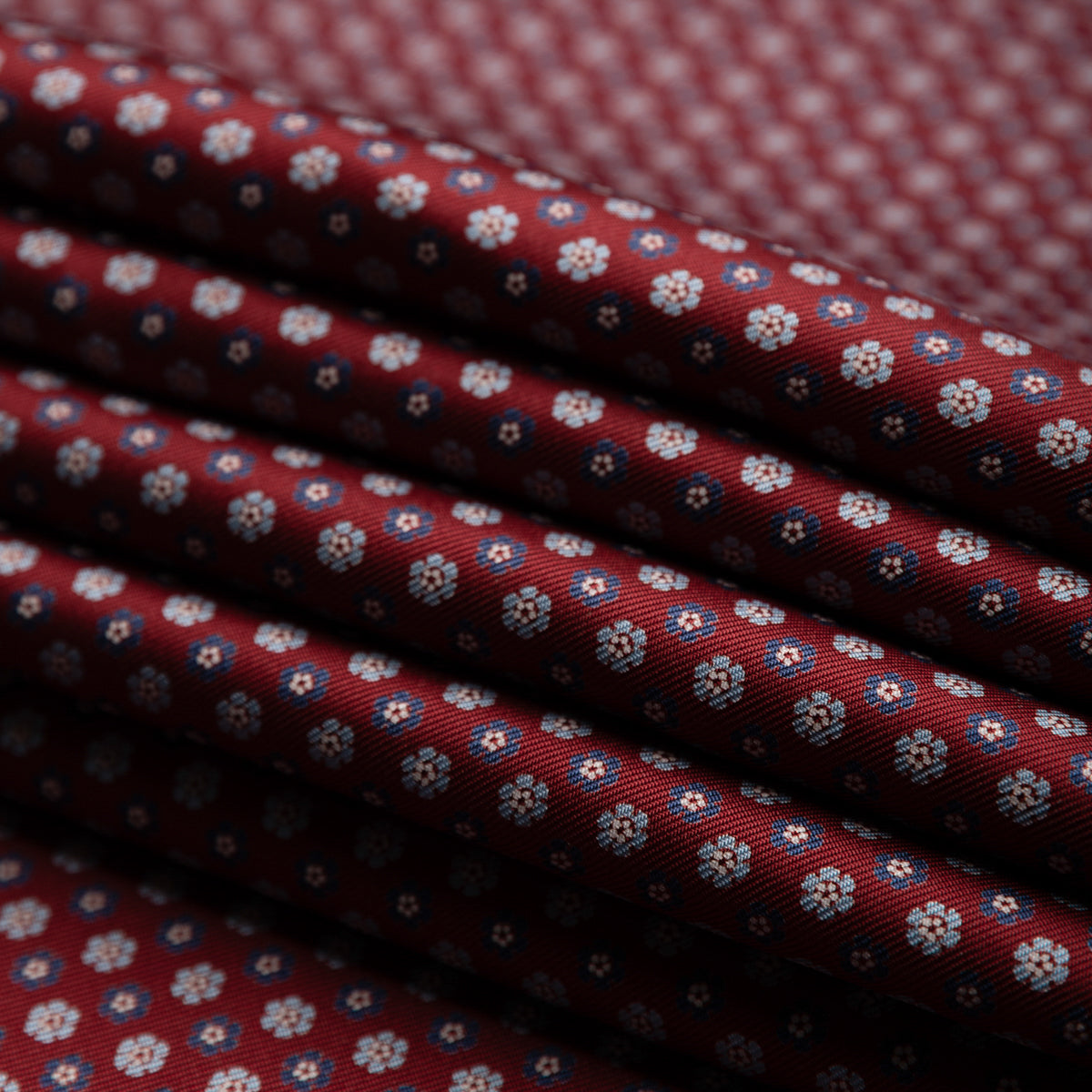 Floral Printed Silk Bespoke Tie - Burgundy