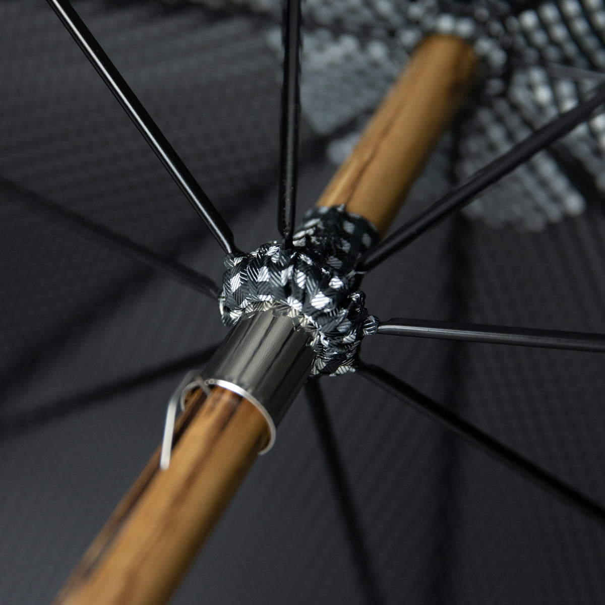 Shibumi x Mario Talarico Umbrella Black / White Gingham - Bamboo