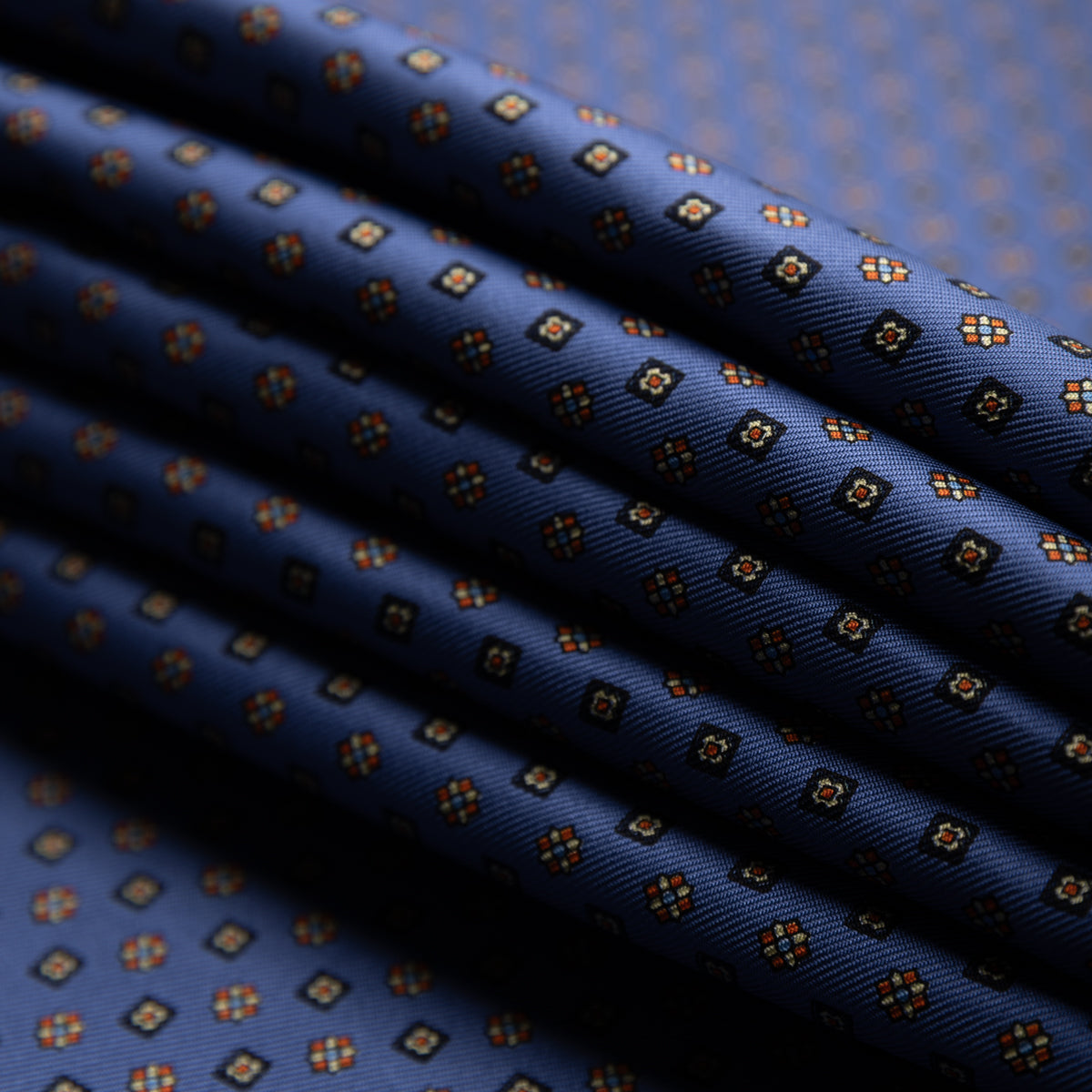 Floral Printed Silk Bespoke Tie - Blue