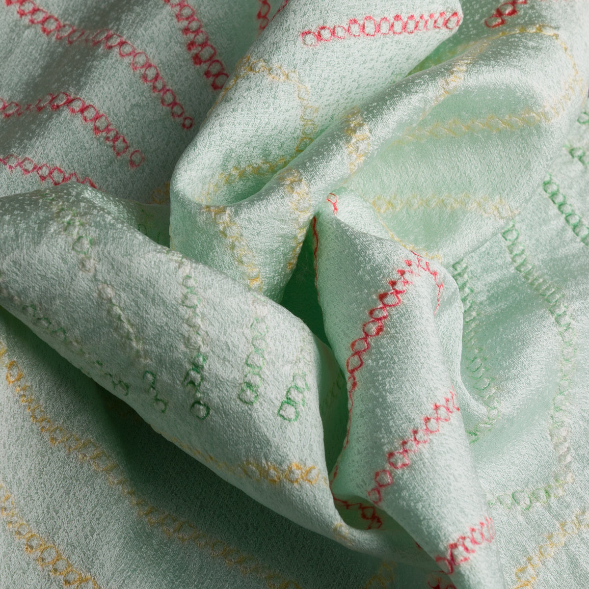 Vintage Kimono Silk Pocket Square - Mint