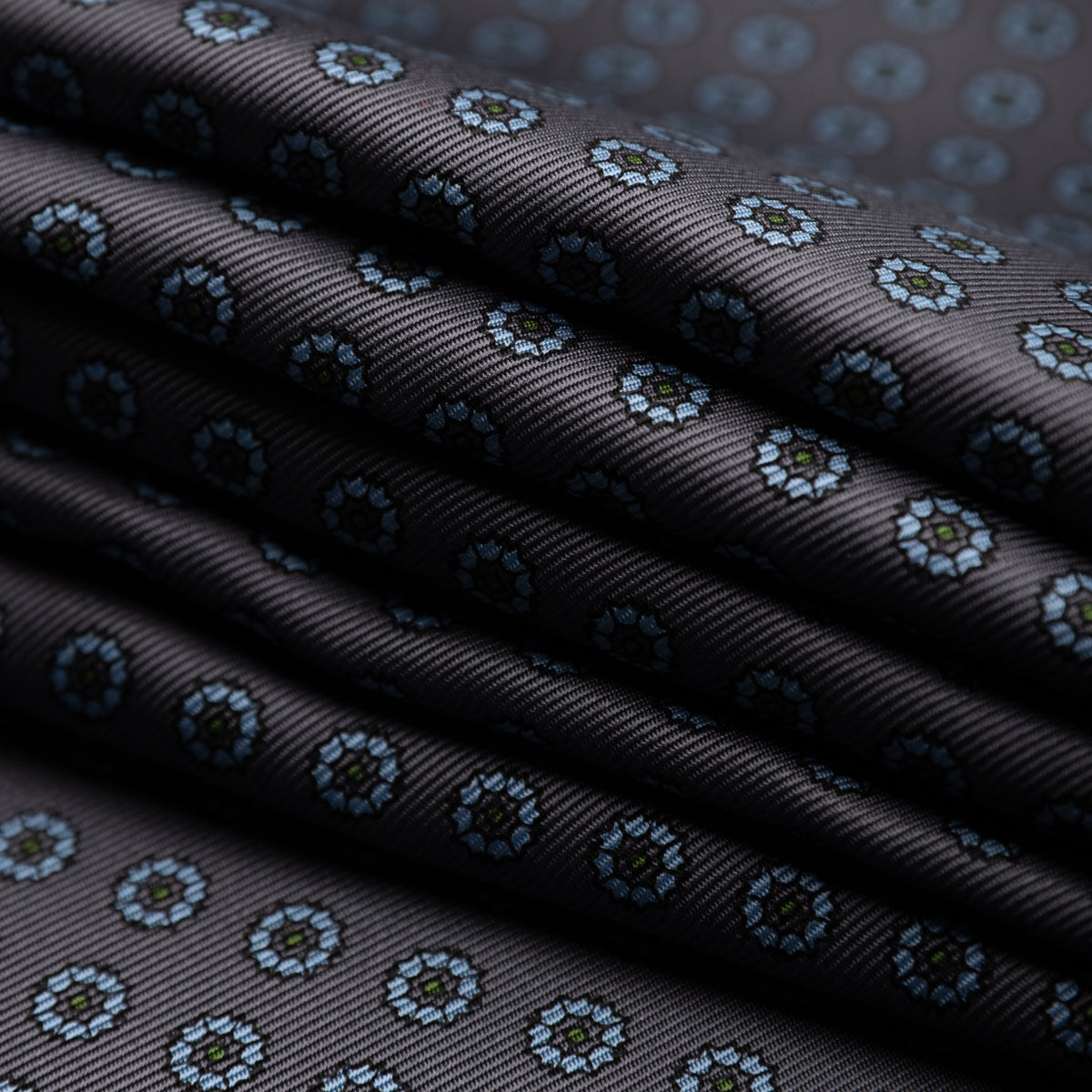 Floral Printed Silk Bespoke Tie - Grey