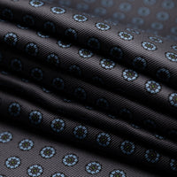 Floral Printed Silk Bespoke Tie - Grey