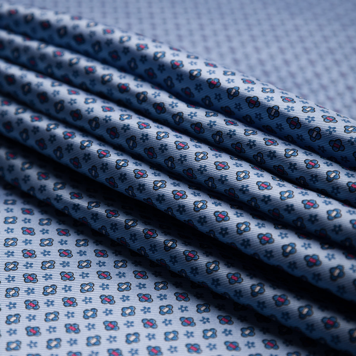 Floral Printed Silk Bespoke Tie - Light Blue