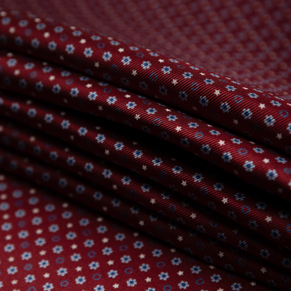 Floral Printed Silk Bespoke Tie - Burgundy