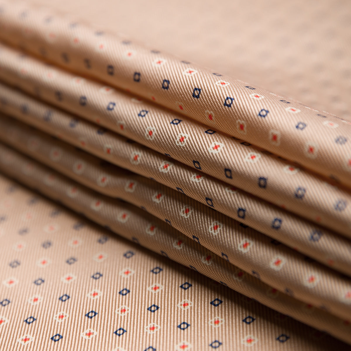 Floral Printed Silk Bespoke Tie - Beige