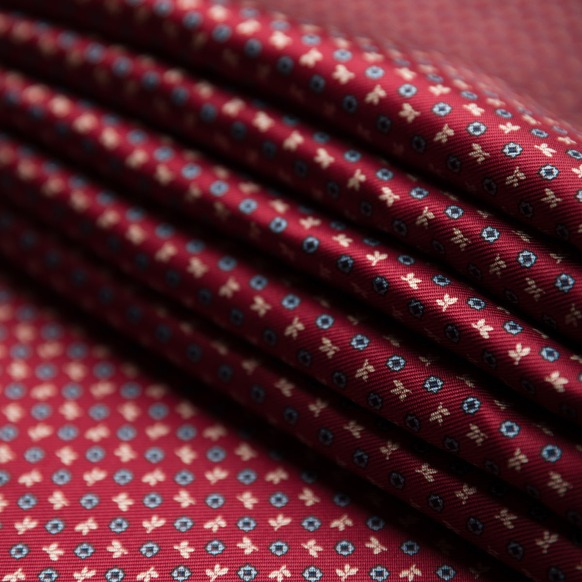 Floral Printed Silk Bespoke Tie - Burgundy