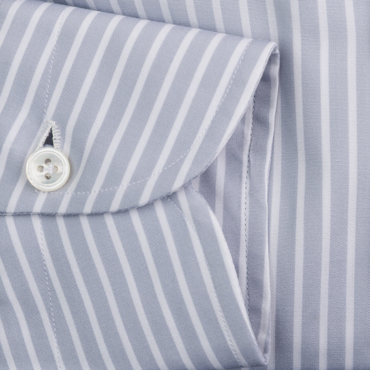 Poplin Semi Spread Shirt - Light Grey - Reverse Stripe