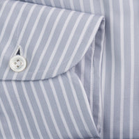 Poplin Semi Spread Shirt - Light Grey - Reverse Stripe