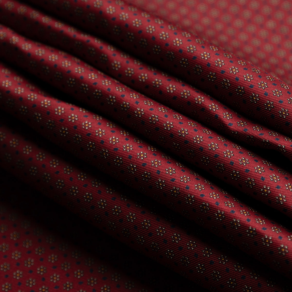 Floral Printed Silk Bespoke Tie - Burgundy