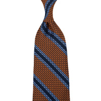 Striped Grossa Grenadine Silk Tie - Rust / Sky / Navy