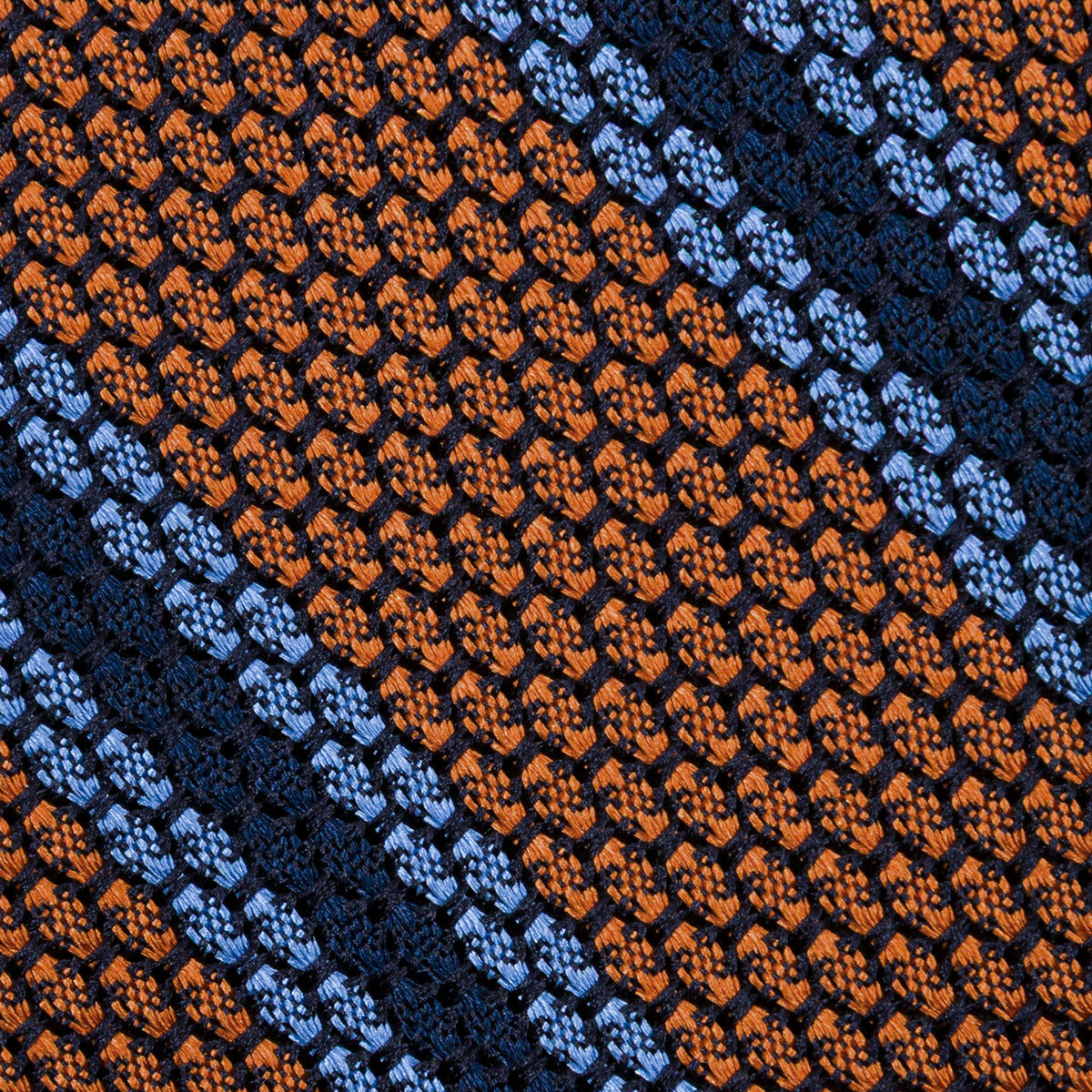 Striped Grossa Grenadine Silk Tie - Rust / Sky / Navy