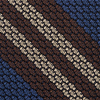Striped Grossa Grenadine Silk Tie - Light Navy / Brown / Beige