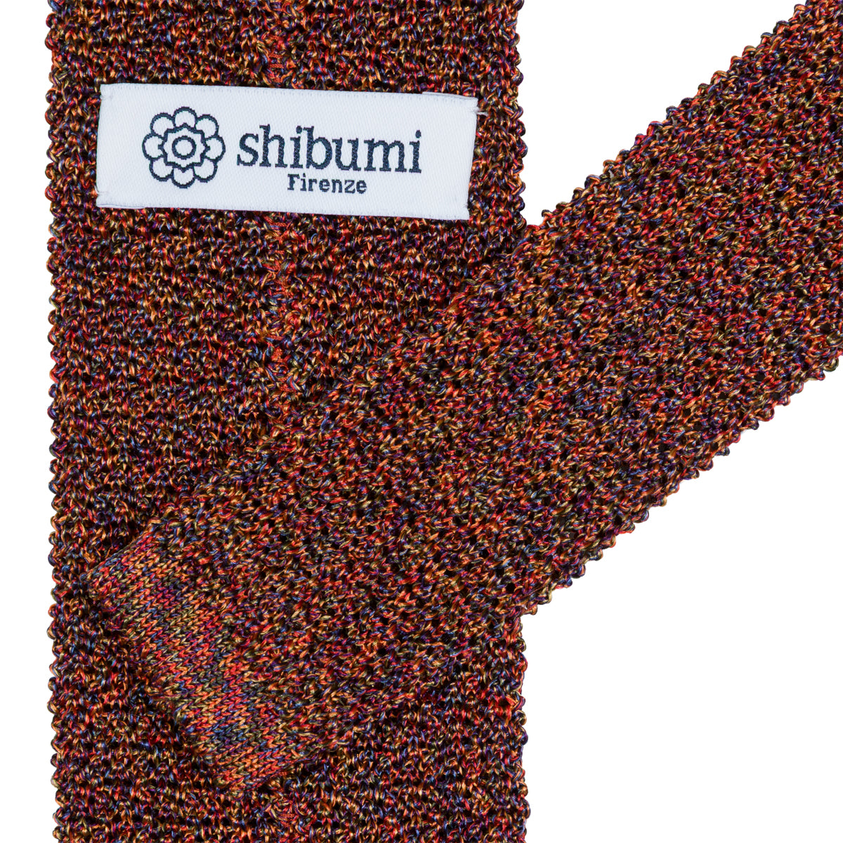 Crunchy Silk Knit Tie - Orange Mottled