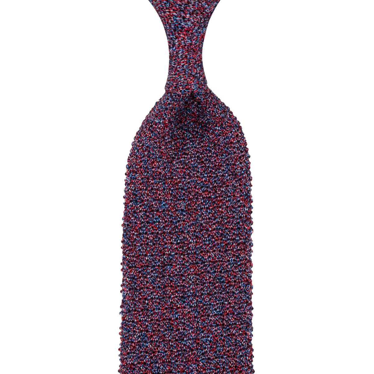 Crunchy Silk Knit Tie - Cherry / Blue Mottled