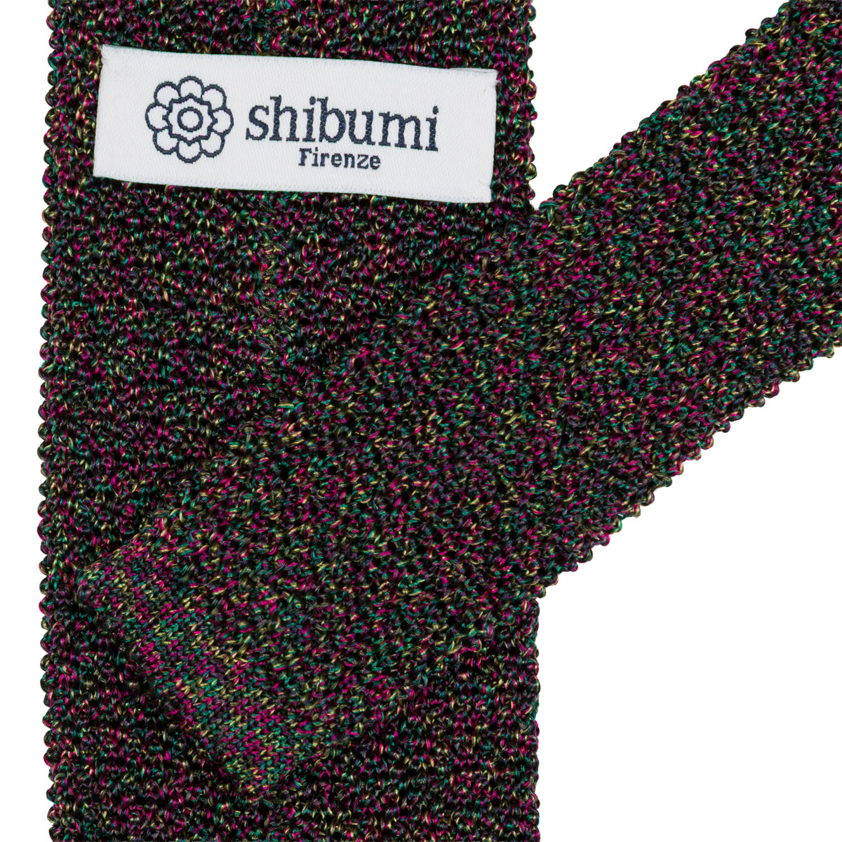Crunchy Silk Knit Tie - Green / Pink Mottled