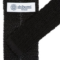Crunchy Silk Knit Tie - Black / Charcoal Mottled