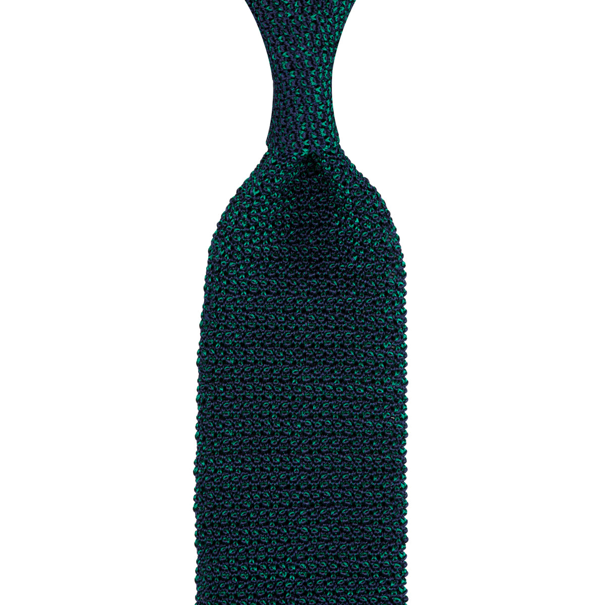 Crunchy Silk Knit Tie - Navy / Green Mottled