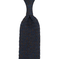 Crunchy Silk Knit Tie - Navy Mottled