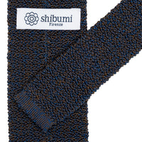 Crunchy Silk Knit Tie - Navy Mottled