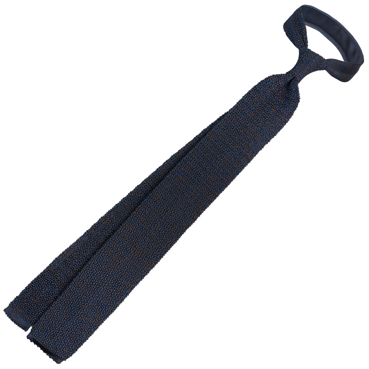 Crunchy Silk Knit Tie - Navy Mottled