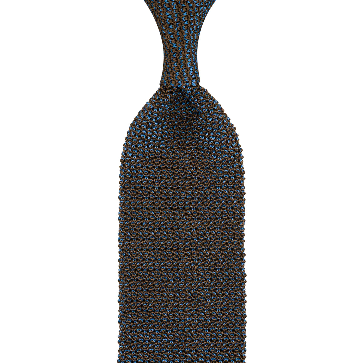 Crunchy Silk Knit Tie - Powder Blue / Brown Mottled