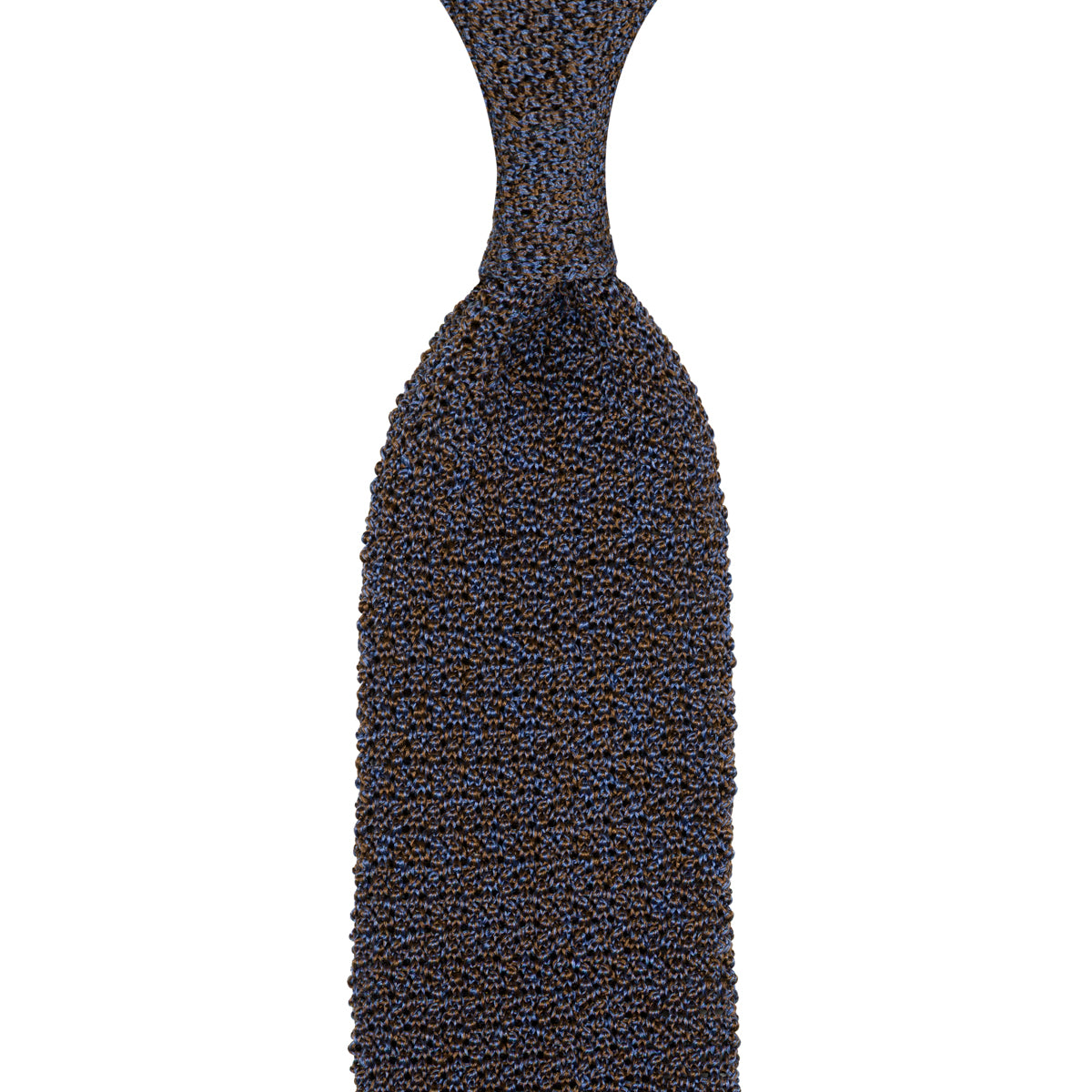 Crunchy Silk Knit Tie - Blue / Brown Mottled