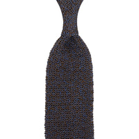 Crunchy Silk Knit Tie - Blue / Brown Mottled