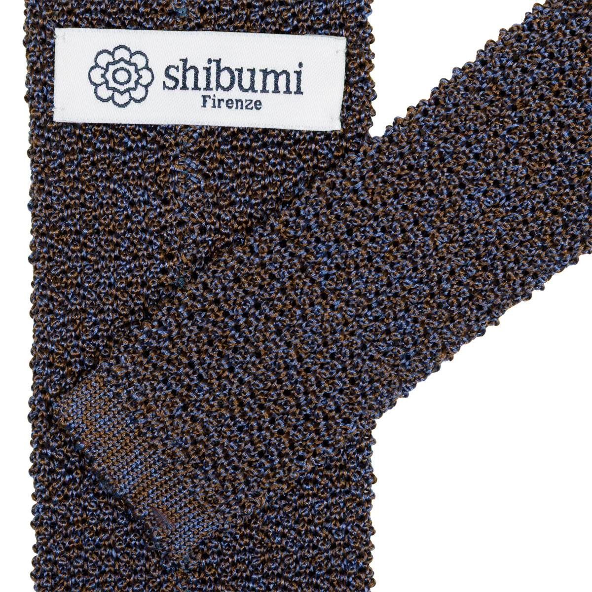 Crunchy Silk Knit Tie - Blue / Brown Mottled