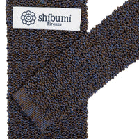 Crunchy Silk Knit Tie - Blue / Brown Mottled