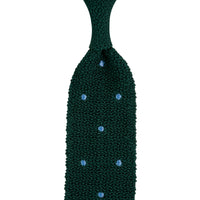 Crunchy Silk Knit Tie - Forest / Blue Dots