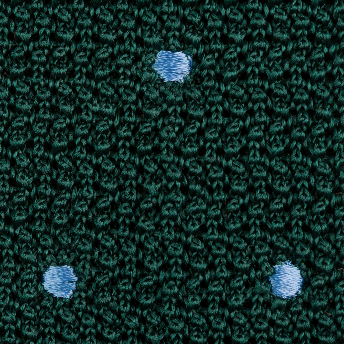 Crunchy Silk Knit Tie - Forest / Blue Dots