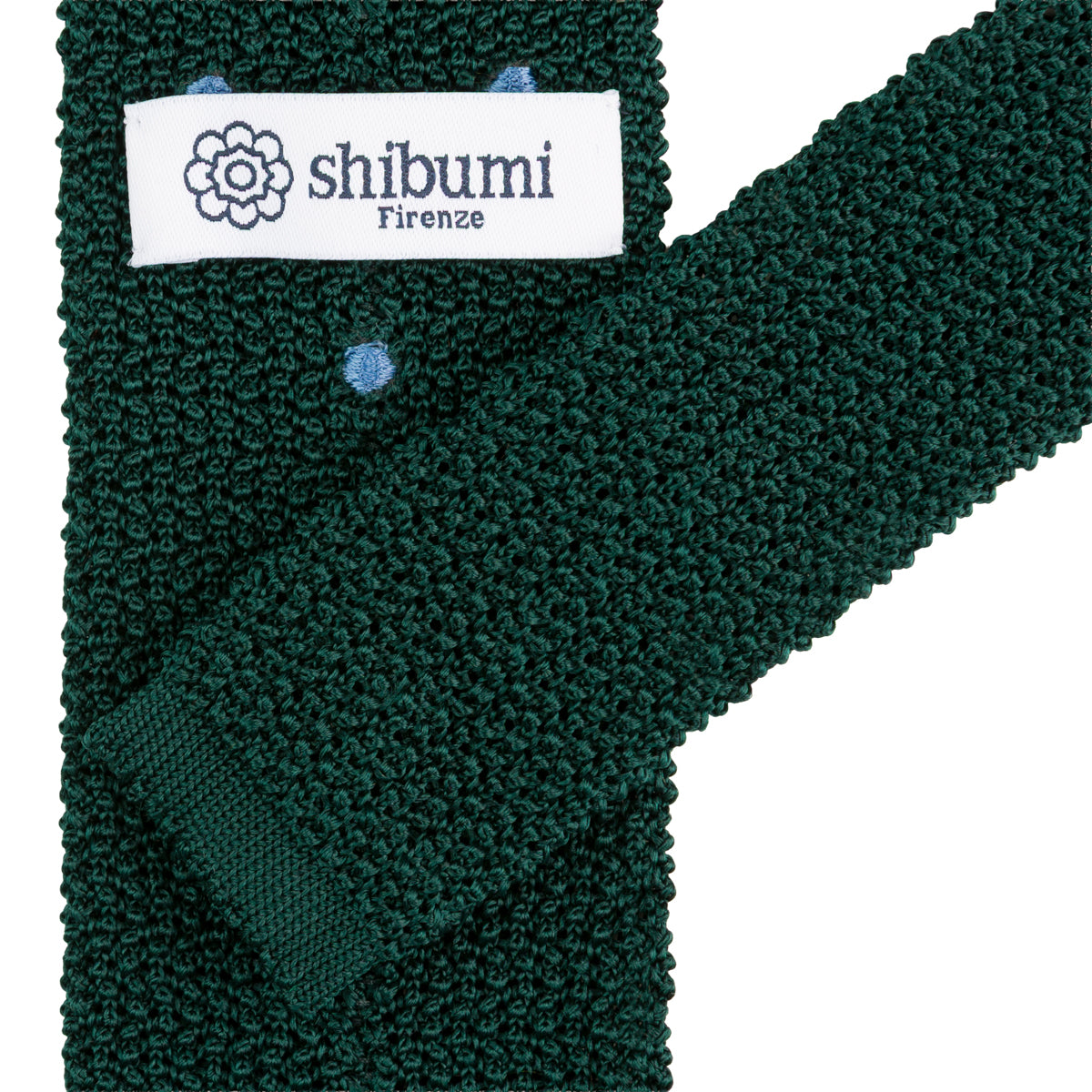 Crunchy Silk Knit Tie - Forest / Blue Dots