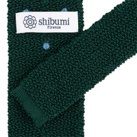 Crunchy Silk Knit Tie - Forest / Blue Dots