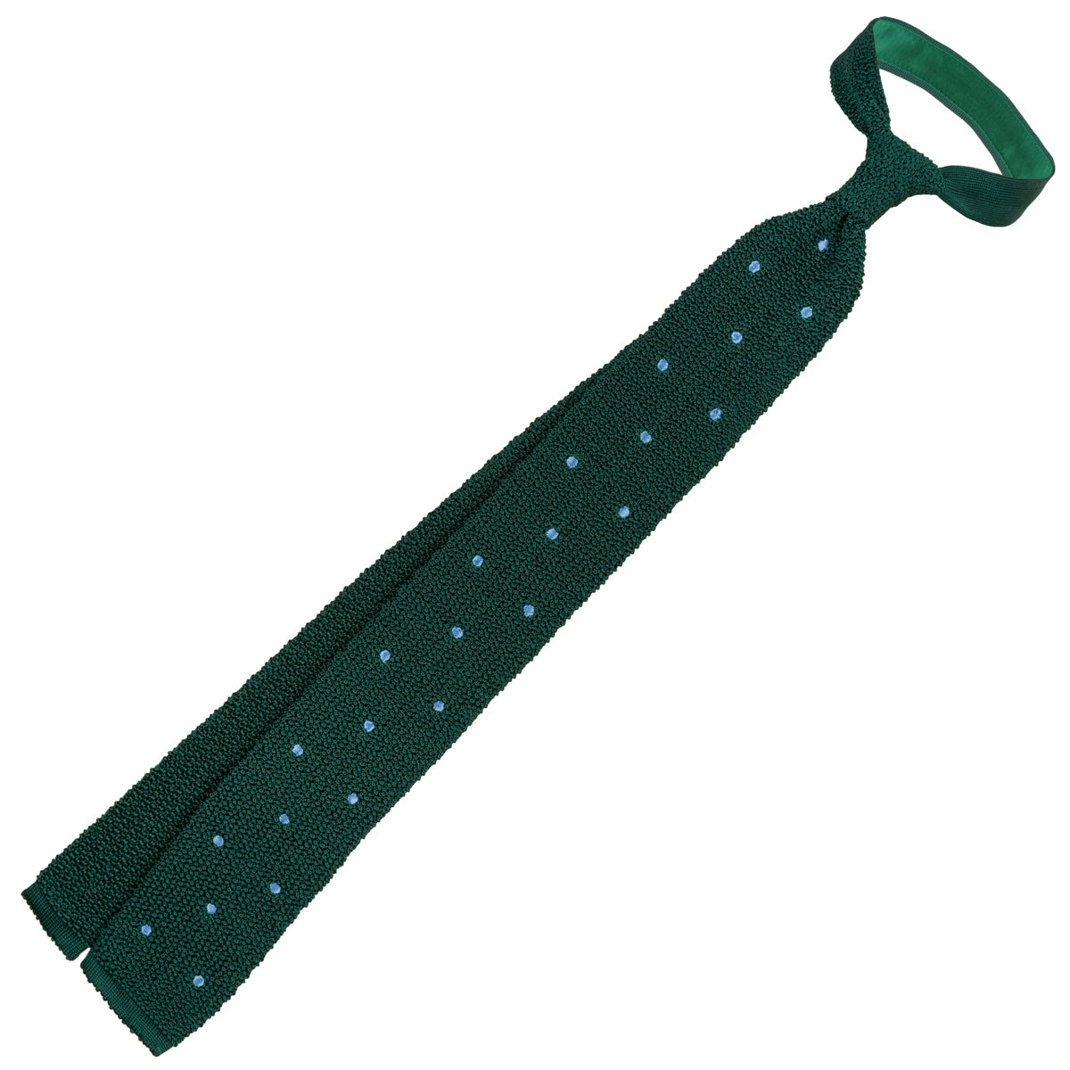 Crunchy Silk Knit Tie - Forest / Blue Dots