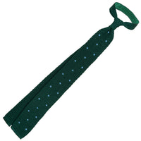 Crunchy Silk Knit Tie - Forest / Blue Dots