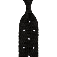 Crunchy Silk Knit Tie - Black / White Dots