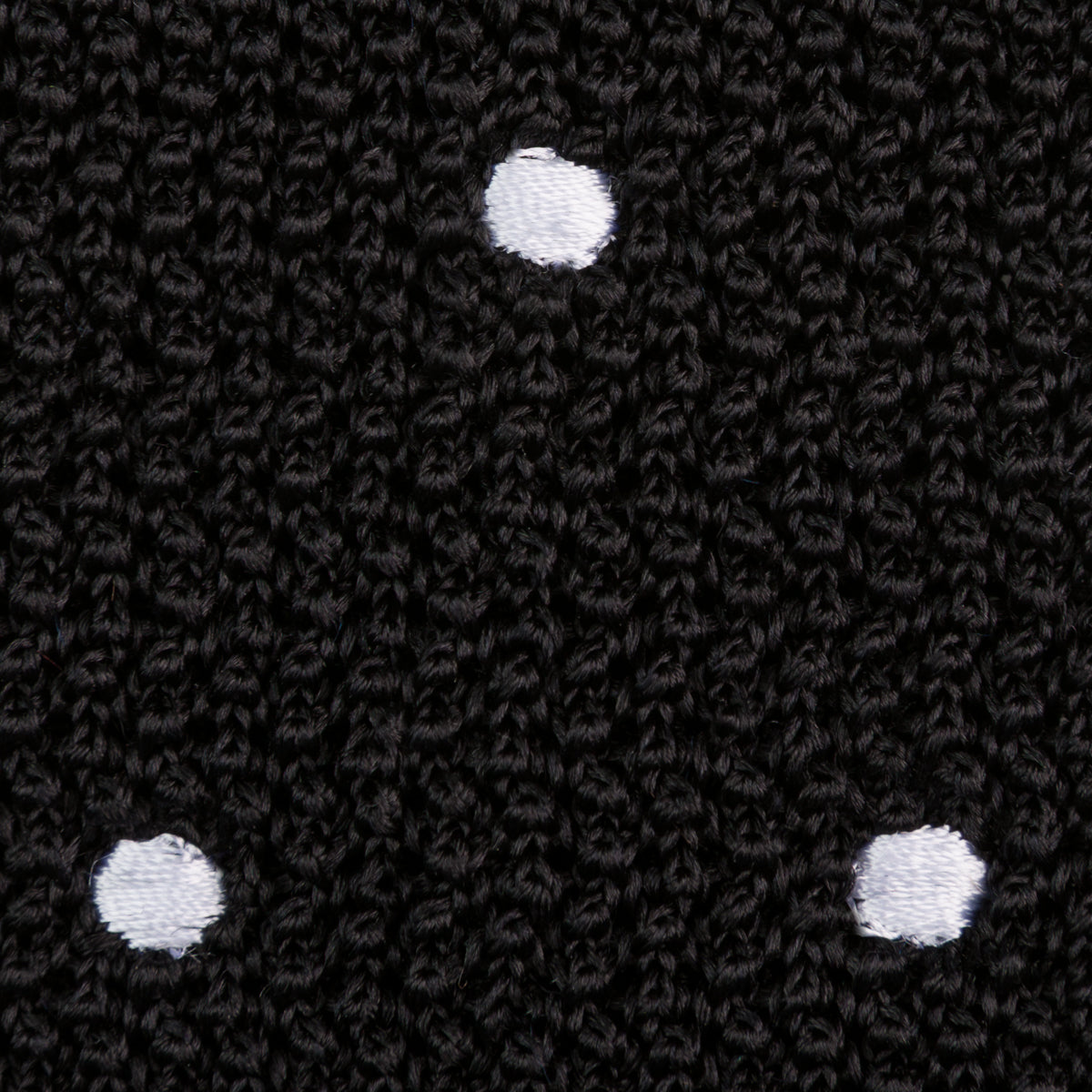 Crunchy Silk Knit Tie - Black / White Dots