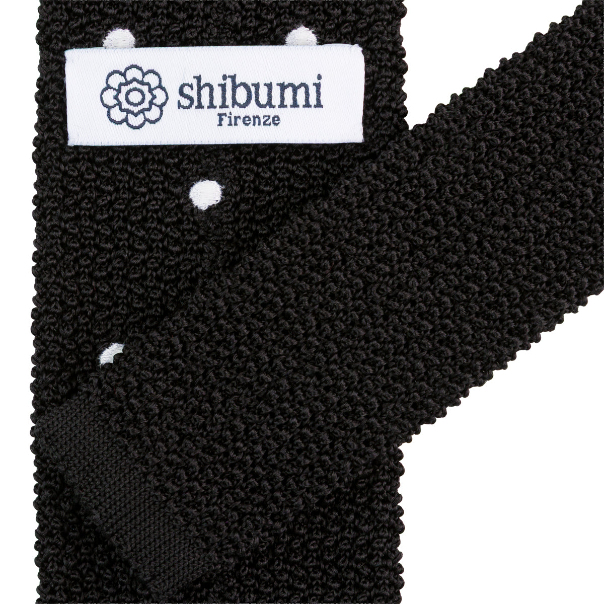 Crunchy Silk Knit Tie - Black / White Dots